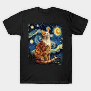 Cat Starry Night Nightfall Narratives T-Shirt